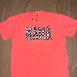 Comfort Colors Coral Mana Checkered Distressed Tee